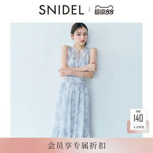SNIDEL2026春夏新品无袖露腰不规则荷叶边雪纺连衣裙SWFO262318