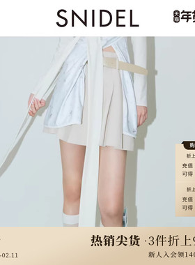 SNIDEL2025春夏新品百搭高腰百褶半身裙短裙裤含腰带SWFP252135