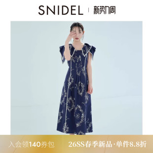 SNIDEL2026春夏新品 波点印花连衣裙SWFO261136 气质荷叶边小飞袖