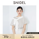 T恤SWCT241169 SNIDEL2024春夏新品 休闲字母刺绣圆领条纹纯棉短袖