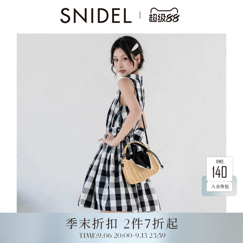 SNIDEL2026春夏新品千金风无袖蝴蝶结系带A字连衣裙SWFO262311图片