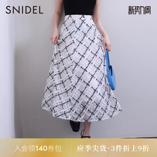 SNIDEL春夏款 甜美淑女透视格纹高腰雪纺半身裙SWFS231173