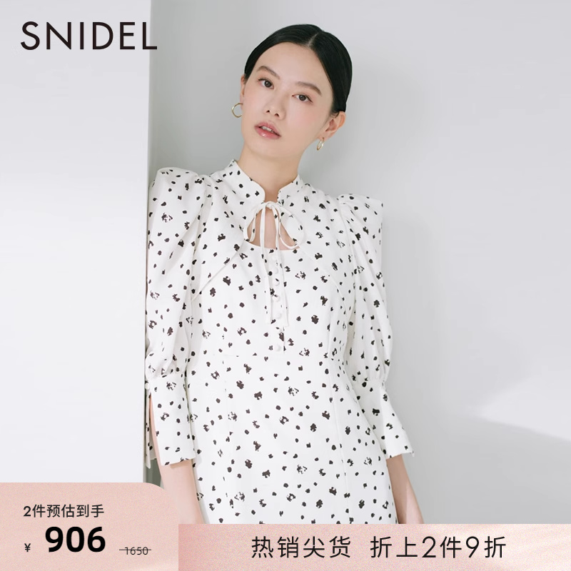 SNIDEL2022秋冬系带收腰连衣裙