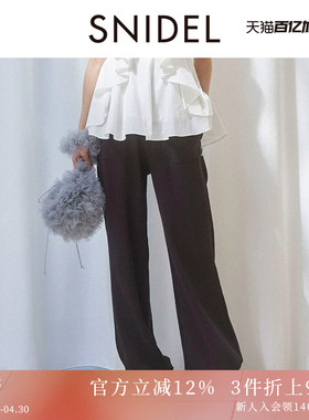 SNIDEL春夏款百搭高腰松紧抽绳系带束腿休闲裤SWCP242138