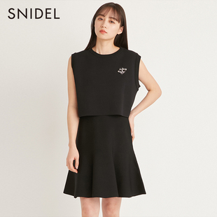 SNIDEL春夏款 SWNO232068 甜美日系胸针无袖 针织背心半裙套装