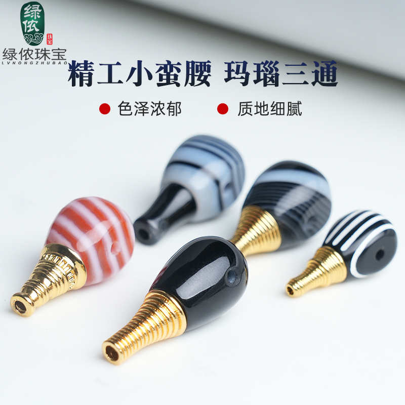 黑玛瑙分体佛头一线药师竖纹玛瑙三通金刚星月菩提文玩手串配饰品