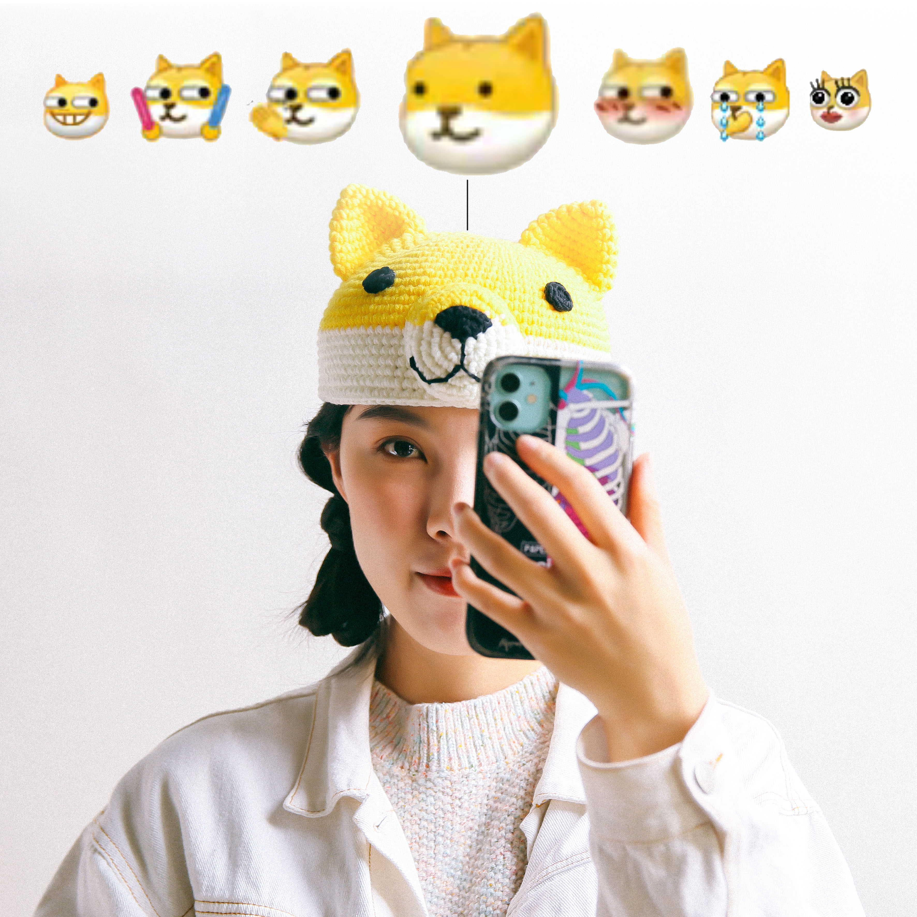 柴犬表情包帽子 原创在地产品狗头可爱搞怪土味娱乐秋冬保暖帽子