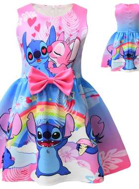 星际宝贝Lilo and Stitch儿童裙卡通史迪仔女童连衣裙背心公主裙
