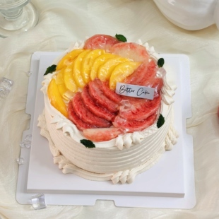 季节限定乌龙水蜜桃动物奶油低糖生日水果生日蛋糕青岛配送