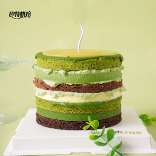 巴特烘焙 重度10层抹茶蛋糕奶冻甘纳许动物奶油生日蛋糕青岛同城