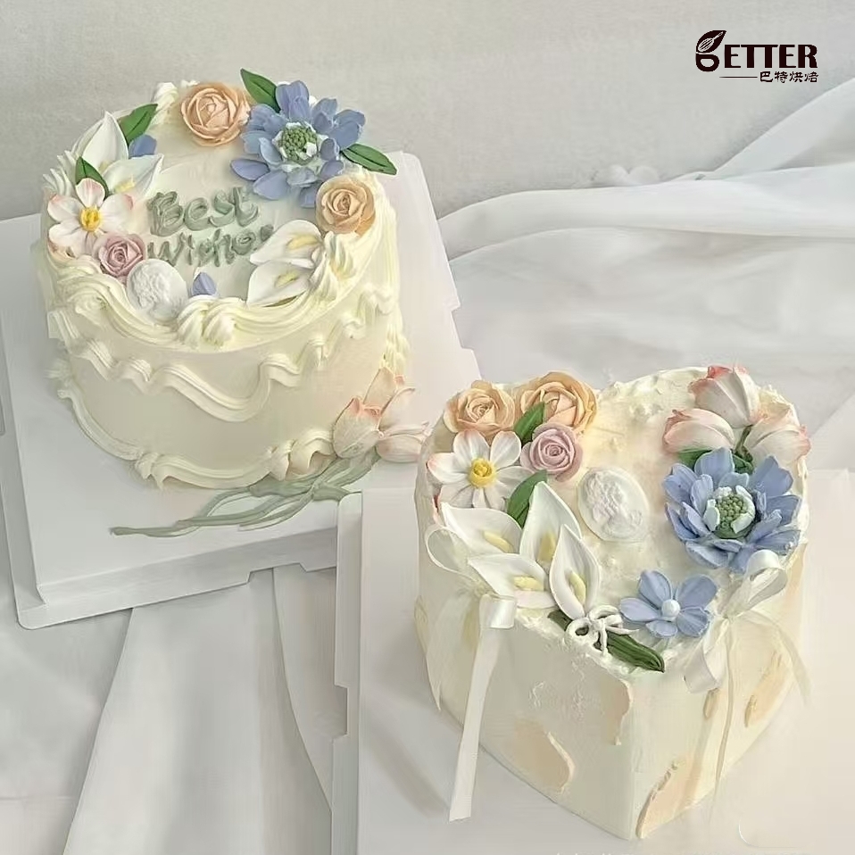 法式裱花妈妈女士生日蛋糕花团锦簇蝴蝶许愿池动物奶油青岛同城送