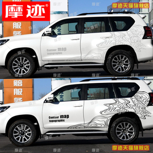 适用于10-22款丰田普拉多LC150车贴拉花霸道车身改装越野贴纸彩条