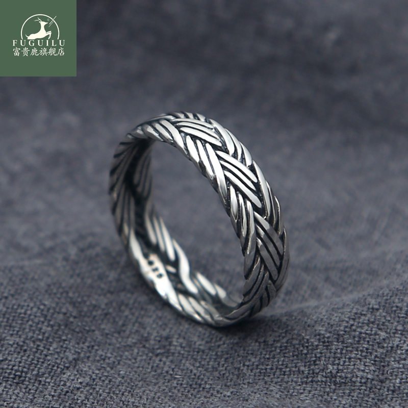 富贵鹿编织潮男酷流行时尚戒指