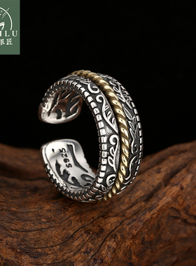 富贵鹿925纯银新款男士戒指