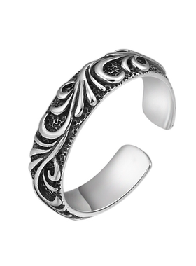 唐草简约戒指纯银复古风格情侣