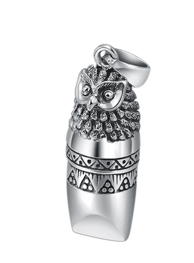 猫头鹰口哨子吊坠富贵鹿纯银男士