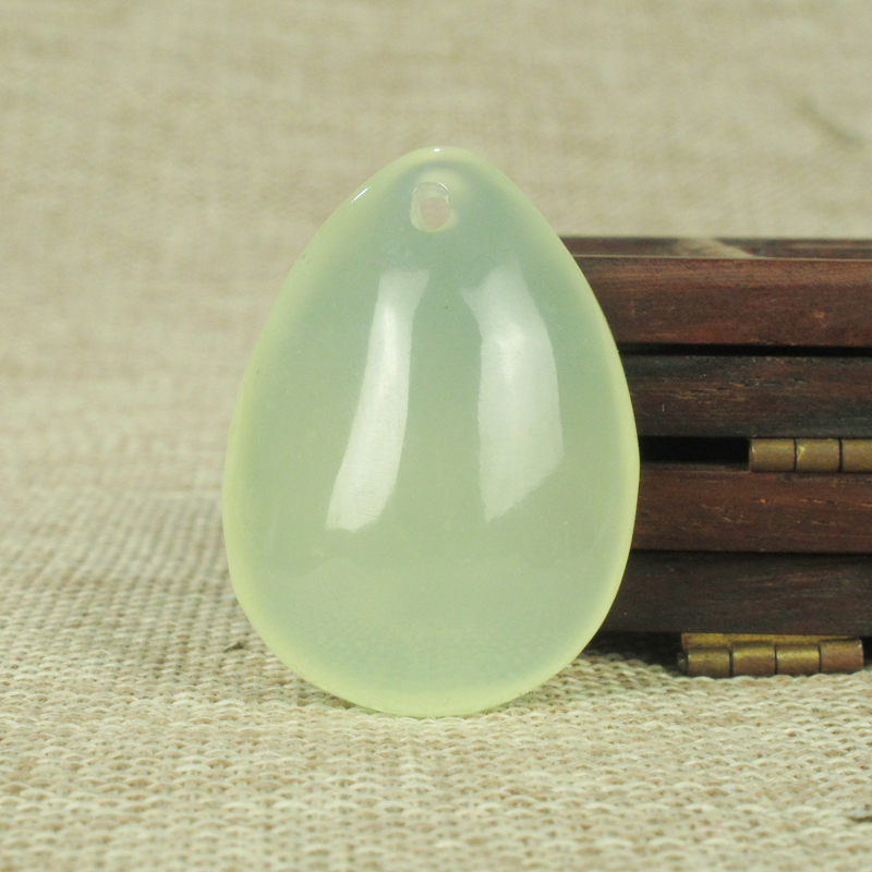 天然玉石原石吊坠水滴挂件岫玉坠男女小把件项链光面椭圆锁骨玉佩