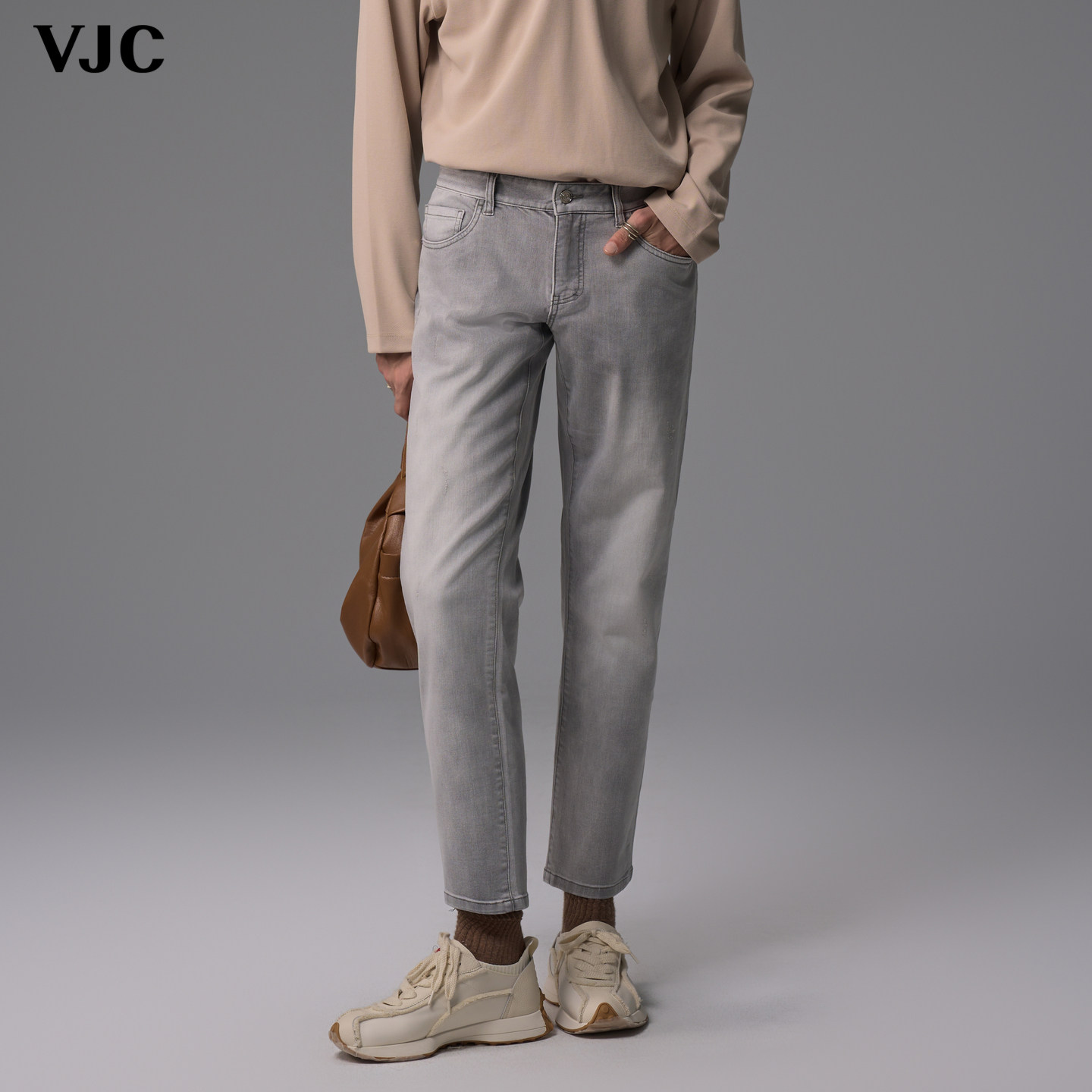 VJC/威杰思2025秋季新款男装潮流复古做旧牛仔裤刺绣通勤九分裤,男装,牛仔裤,淘宝优惠券,粉丝福利购,淘宝优惠卷