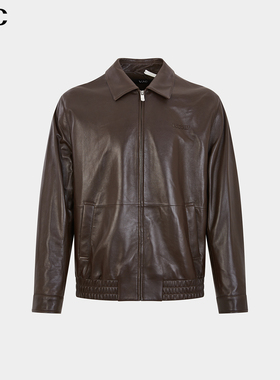 威杰思（VJC）羊皮革2025冬季新款青年拉链翻领皮衣