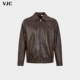 威杰思 青年拉链翻领皮衣 新款 VJC 羊皮革2025冬季