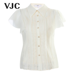 法式 新品 立领镂空衬衫 雪纺上衣两件套女款 网纱飞袖 VJC2024夏季