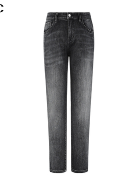 VJC/威杰思2025秋季新款男装时尚摩登水洗磨白牛仔裤通勤九分裤