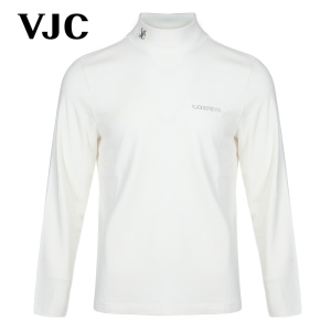 VJC/威杰思2023秋季男装新款半高领刺绣打底T恤烫钻修身保暖长袖