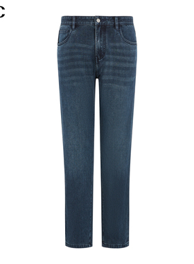 VJC/威杰思2025秋季新款男装时尚水洗蓝牛仔裤复古磨白长裤高街