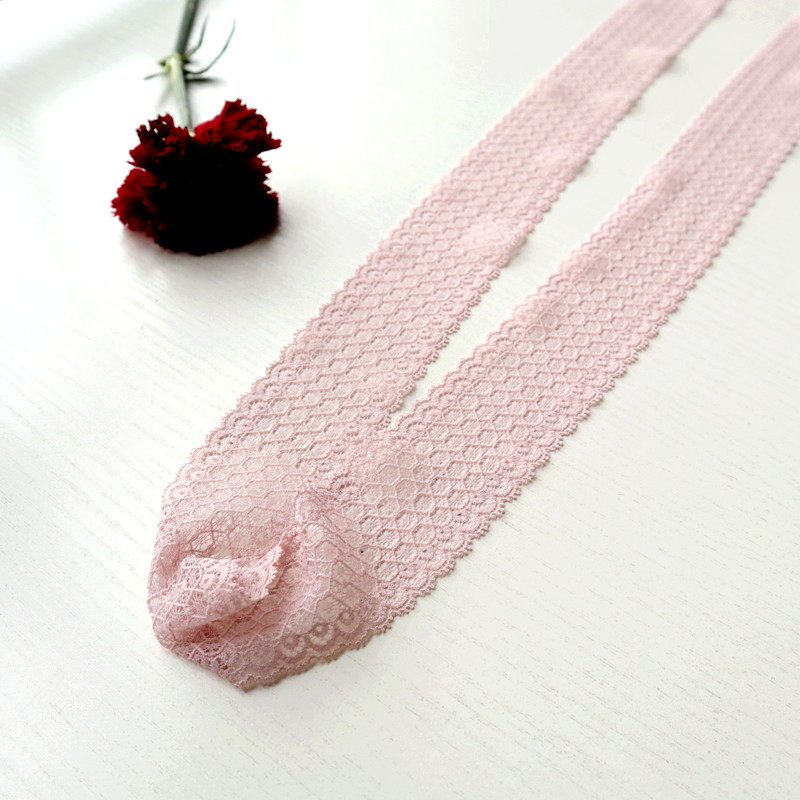 4.5厘米藕粉色弹力轻薄蕾丝花边辅料裙子下摆加长领口加宽