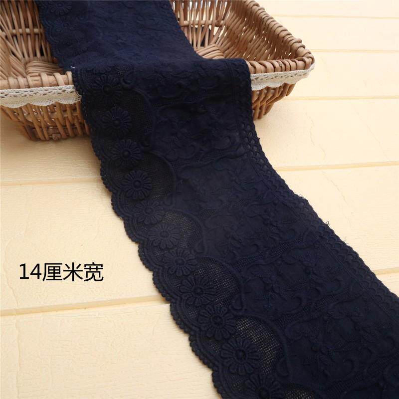 14厘米宽藏蓝色纯棉刺绣加厚加宽辅料衣服服装布料花边装饰diy