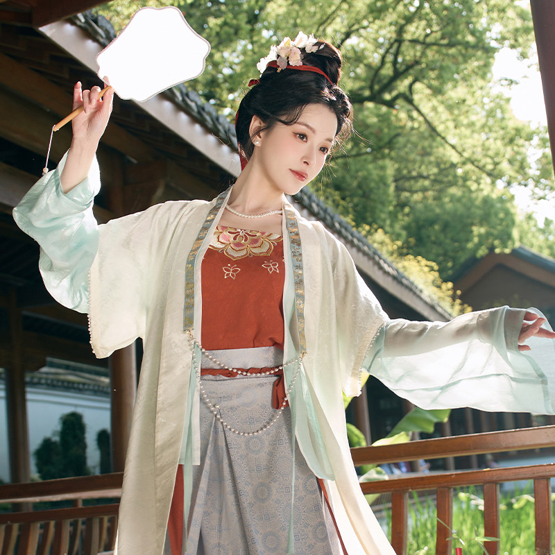 朝晖夕阴 清水溪汉初原创国风宋制汉服女2026新款长褙子三涧裙图片