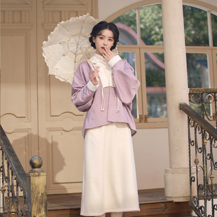 女加绒改良旗袍显瘦百搭 套装 灵兔衔芝 清水溪汉初秋冬国风新中式