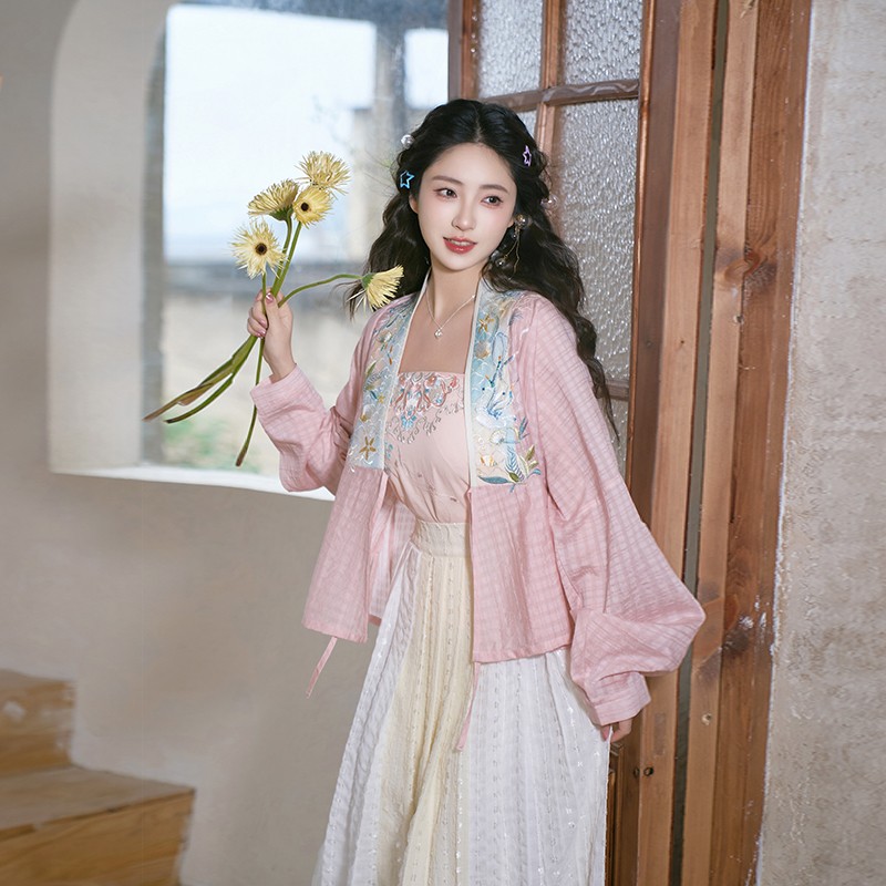 海洋泡泡汉服弓袋袖小衫搭褶裙
