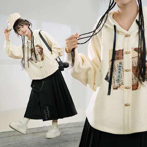 加绒加厚连帽卫衣女款重磅百搭