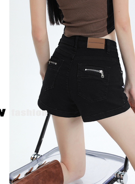 黑色牛仔短裤女夏季2024新款爆款高腰宽松显瘦小个子a字辣妹热裤