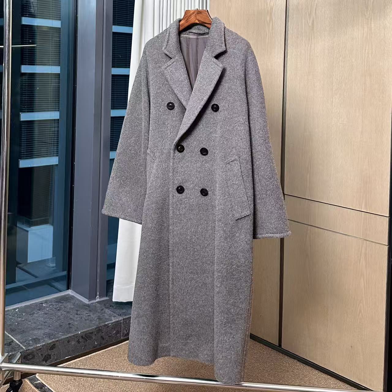 【妍妍粉丝专享】秘鲁骆马绒顶奢御用·双排扣大衣外套女 E2198