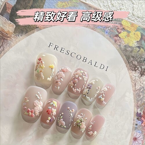 磨砂穿戴甲短款新款美甲手工浮雕