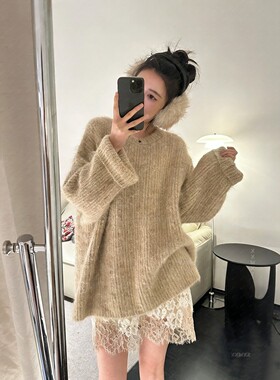 韩国东大门秋冬新款设计感套头常规款宽松型大版细闪软糯针织毛衣