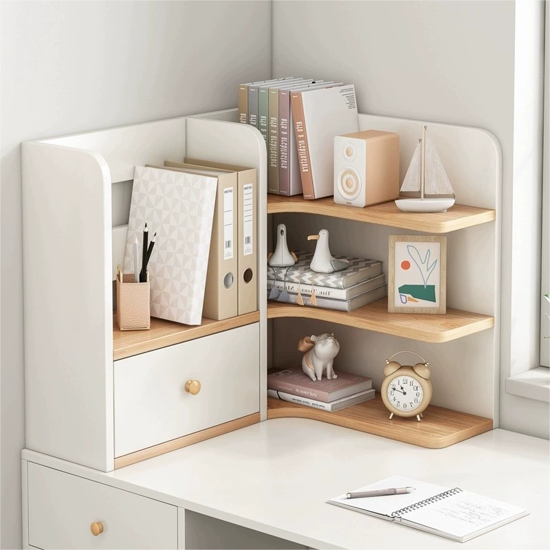 桌面置物架桌上转角书架家用书桌收纳柜宿舍工位办公桌简易小书柜