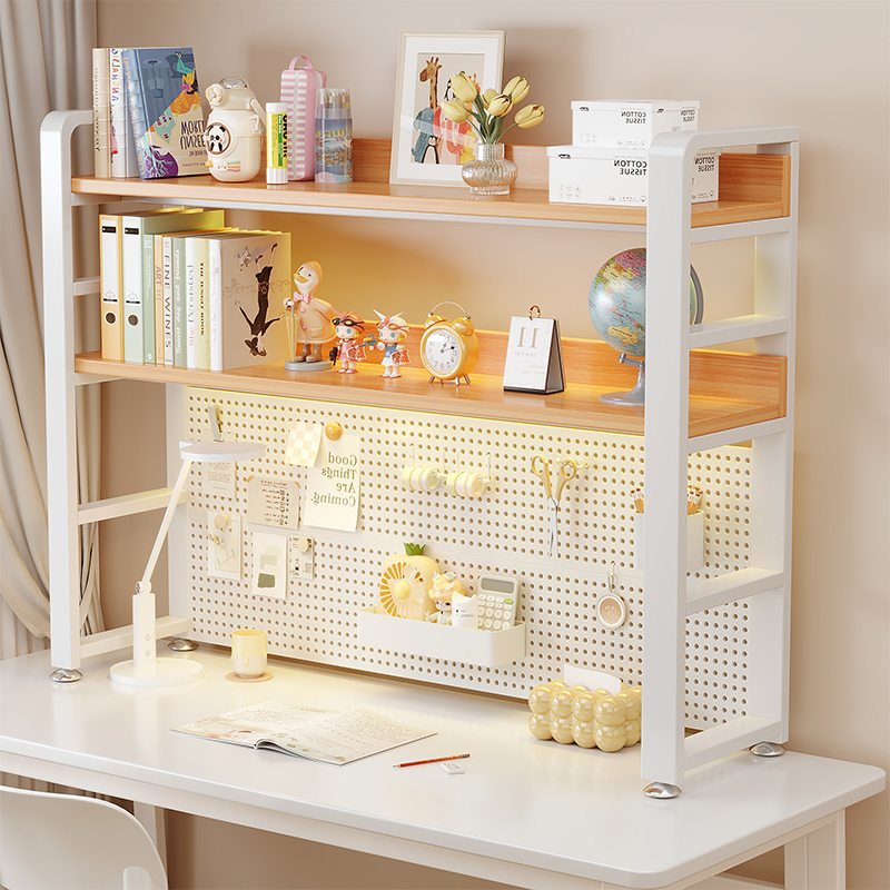 桌面置物架洞洞板简易书架家用书桌电脑桌学习立式铁艺多层收纳架