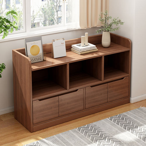 中古书柜带柜门落地矮柜一体靠墙边柜格子柜飘窗柜子置物柜小书架