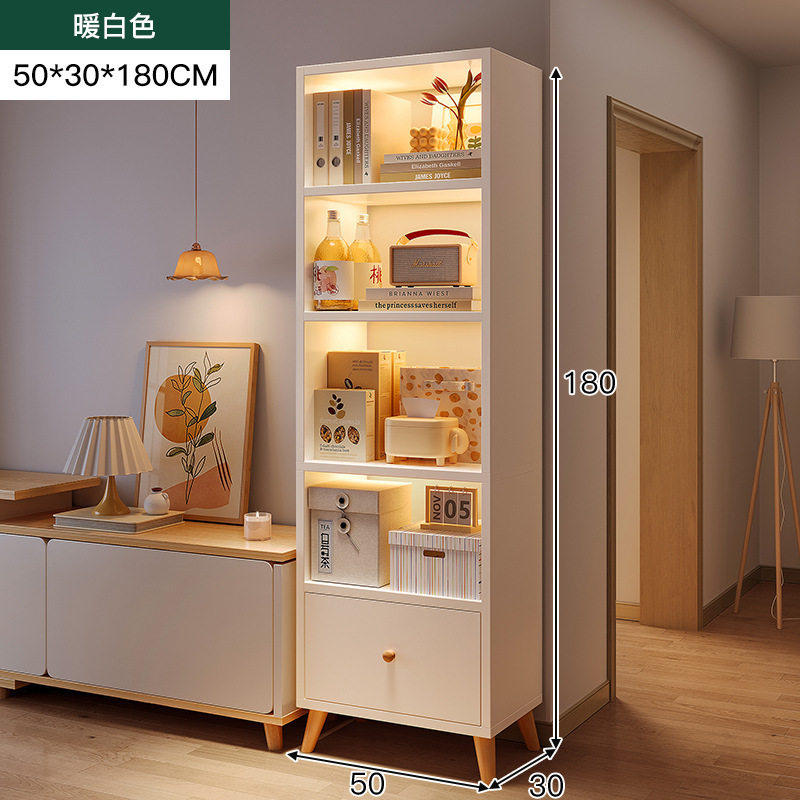 电视柜旁书架落地置物架家用简易书柜带柜门客厅窄柜立柜收纳柜子,住宅家具,书架,淘宝优惠券,粉丝福利购,淘宝优惠卷
