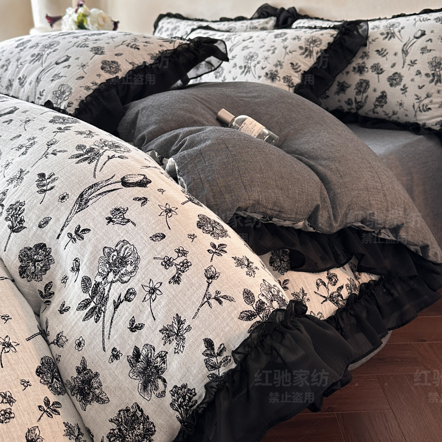 A类法式60S新疆长绒棉提花四件套复古风纯棉双层纱四件套花边款,床上用品,床品套件/四件套/多件套,淘宝优惠券,粉丝福利购,淘宝优惠卷
