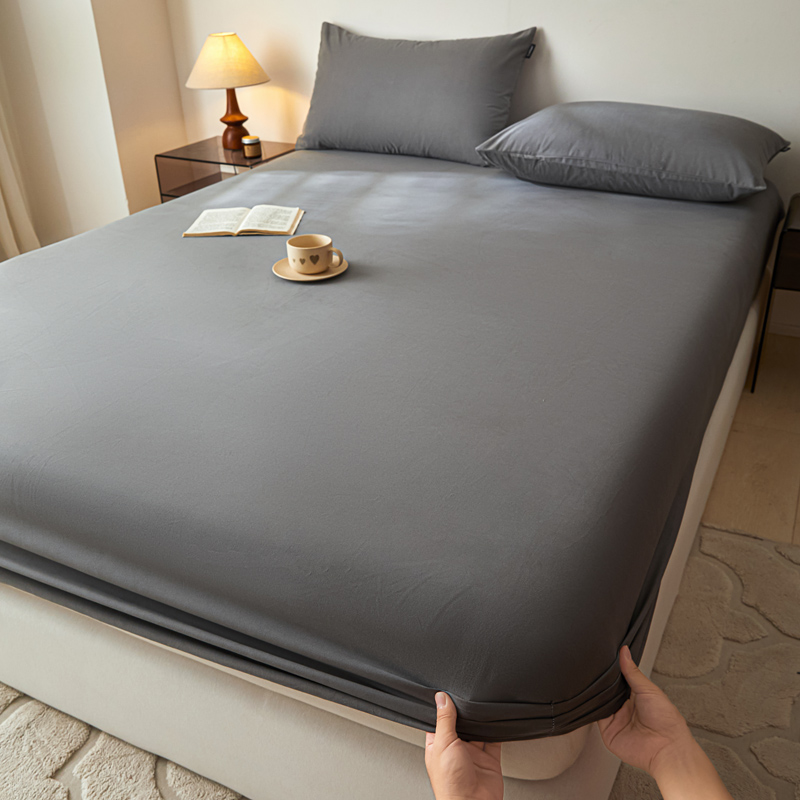 60S新疆长绒棉纯棉加厚床单枕套三件套纯色100全棉磨毛床笠三件套