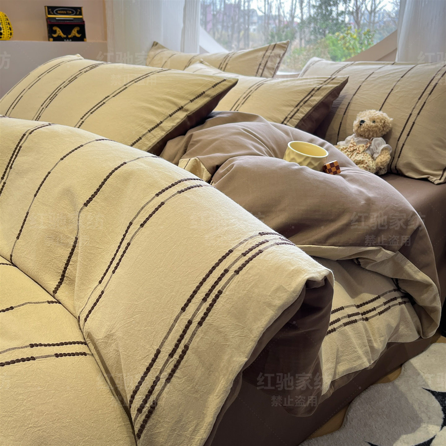 A类60支美拉德全棉色织提花四件套复古长绒棉纯棉被套三件套4件套,床上用品,床品套件/四件套/多件套,淘宝优惠券,粉丝福利购,淘宝优惠卷