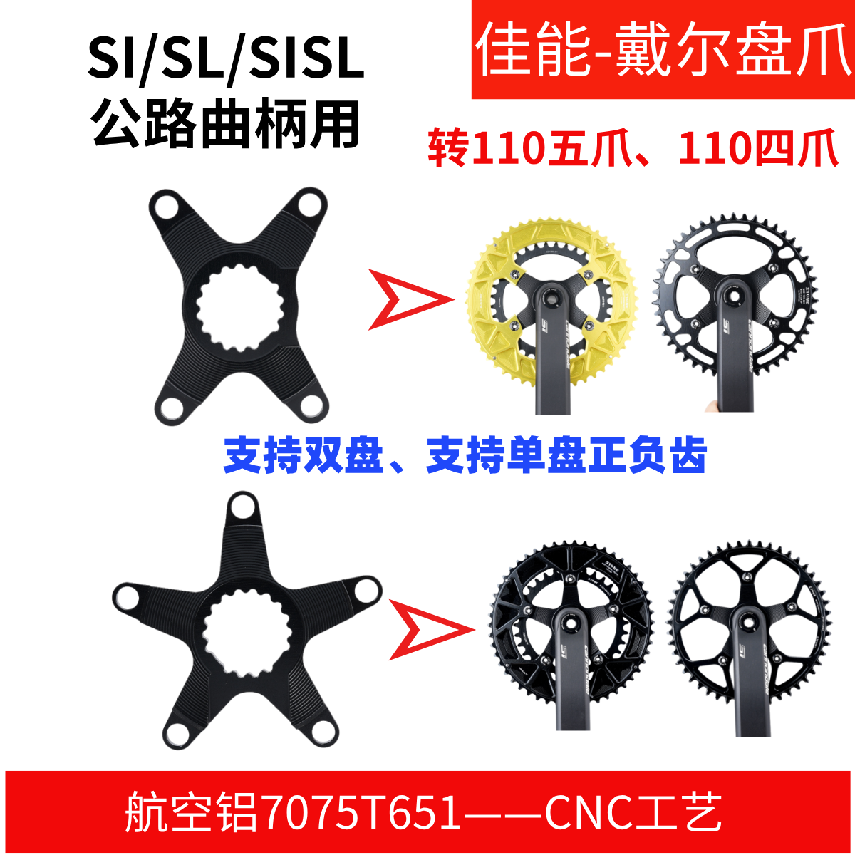 STONE DW 佳能-戴尔一体曲柄 专用SI SL SISL 公路规格BCD110孔距