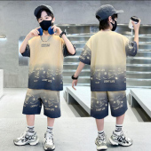 套装 韩版 2026新款 运动中大童渐变短袖 酷帅两件套 儿童夏装 男童夏季