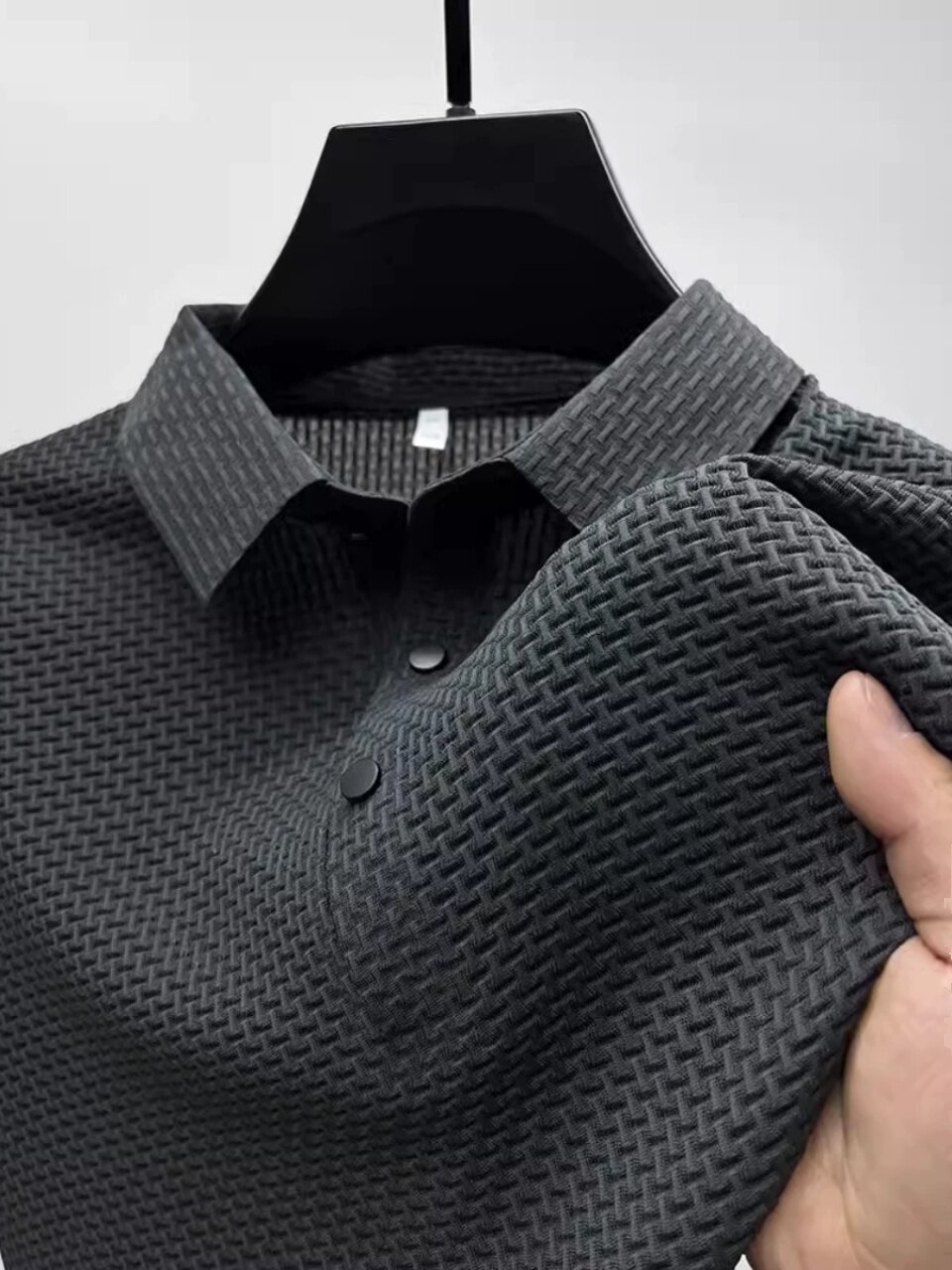 ICE SILK SHORT-SLEEVED T-SHIRT MENS TRENDY CASUAL COOL TOP HONG KONG STYLE YOUTH LAPEL SLIM WEAR-RESISTANT DIRTY BASE SHIRT