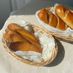 柳编面包篮面包筐椭圆形手工编织法式田园硬式面包早餐收纳篮