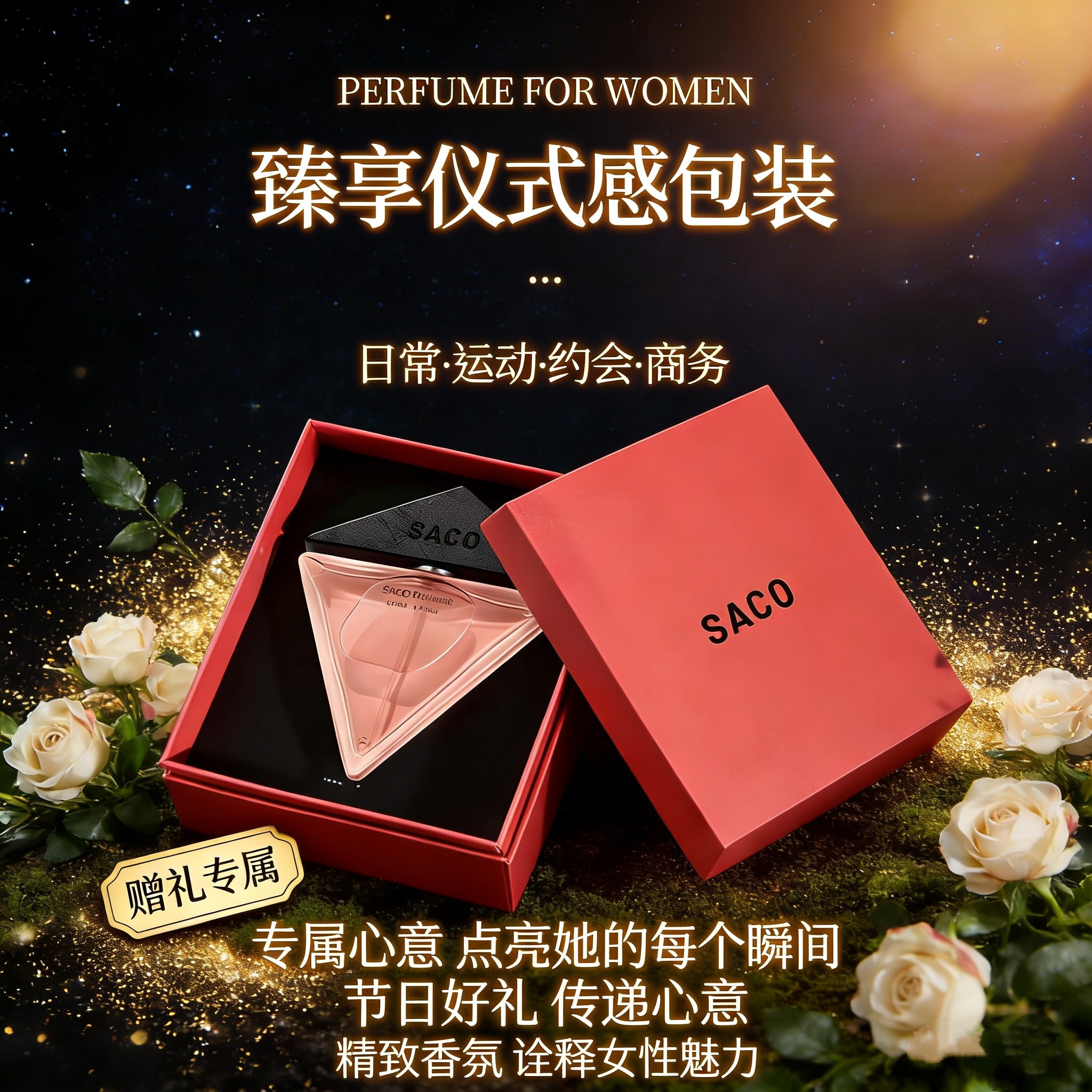 送女友礼物SACO我本莫测女士香水持久淡香情人节生日高级感礼盒装